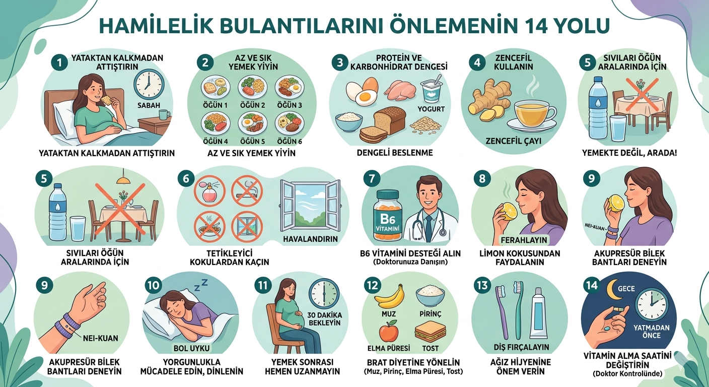 Hamilelik bulantılarını önlemenin 14 yolu