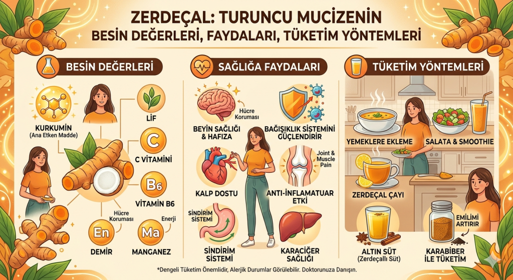 Zerdeçal: Turuncu Mucizenin Besin Değerleri, Faydaları, Tüketim Yöntemleri