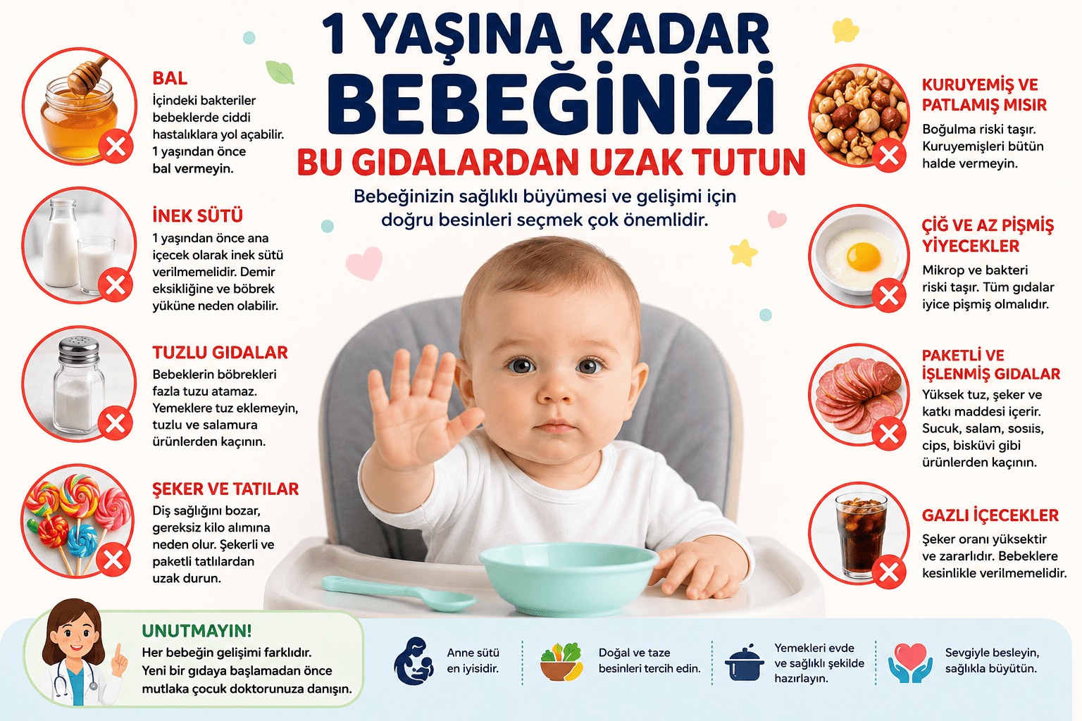 1 Yaşına Kadar Bebeğinizi Bu Gıdalardan Uzak Tutun